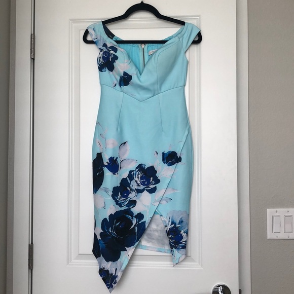 light blue floral mini dress